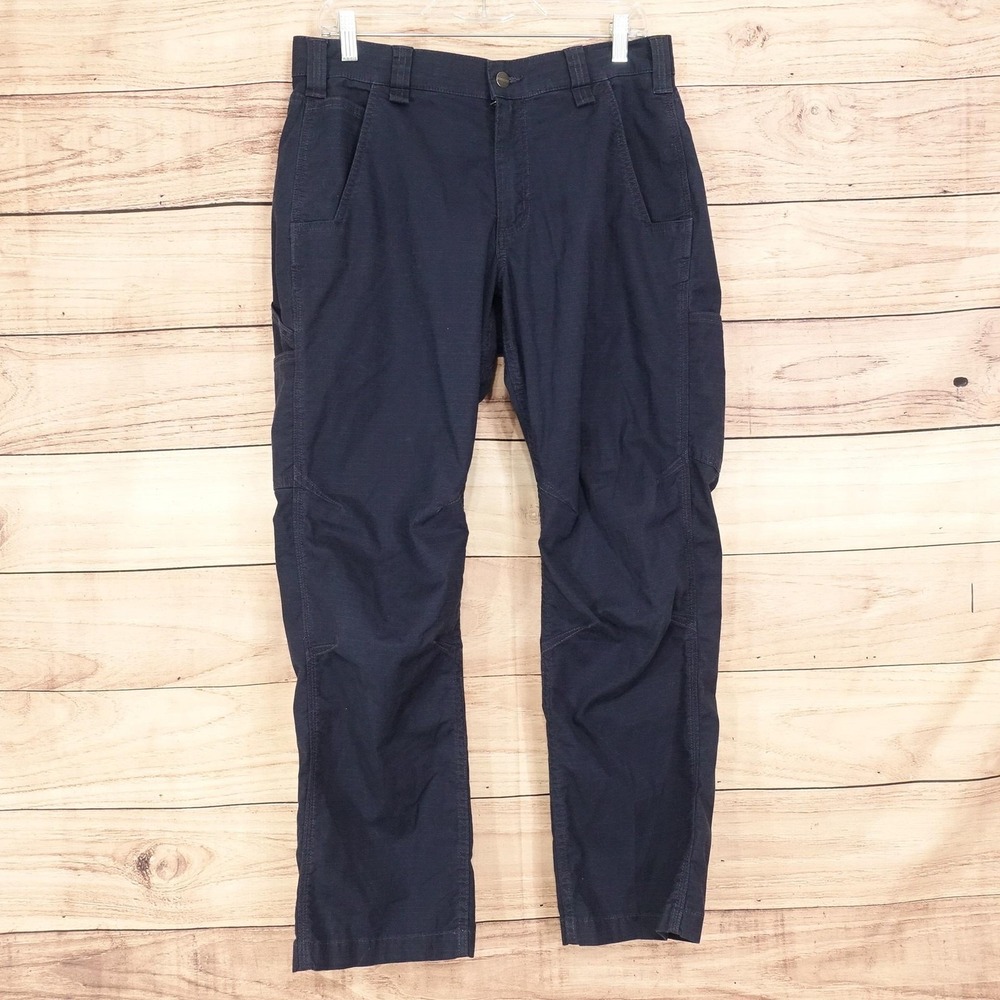 Carhartt Relaxed Straight Cargo Pants Mens 33x30 Blue Ripstop Stretch Workwear